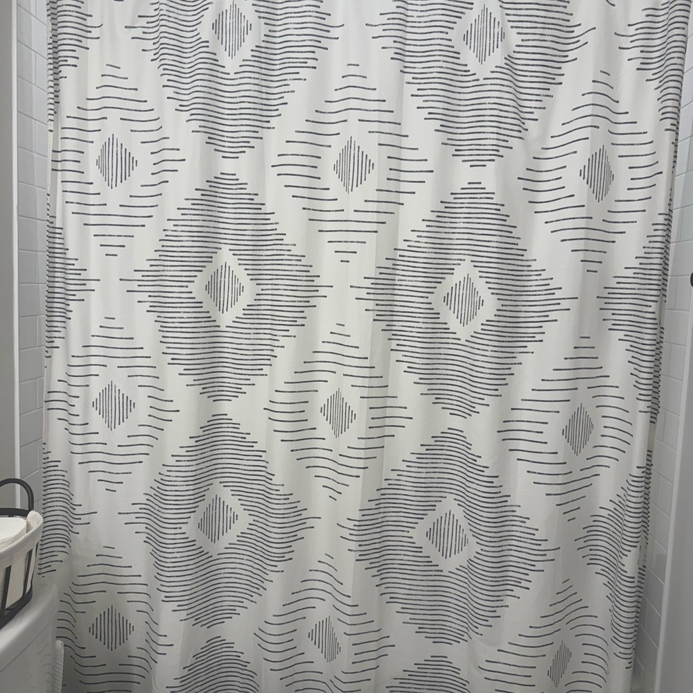 Geometric Pattern Shower Curtain - Black and White